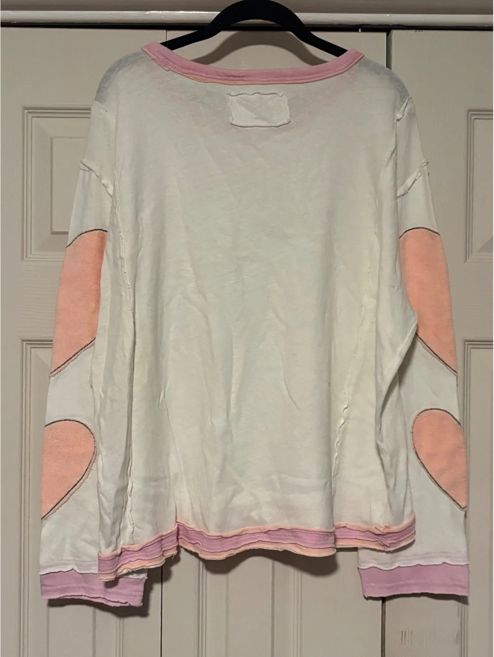 Free People We The Free You're A Star Heart Patch Tee Small Slouchy Raw Hem